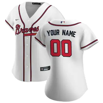 womens nike white atlanta braves home replica custom jersey